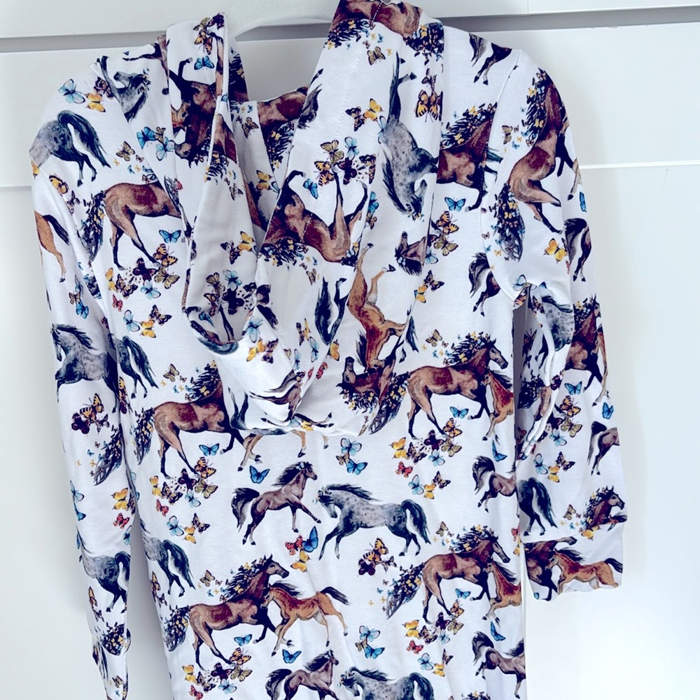 Posh Peanut White and Brown Horse Print One Piece - Picture 5 of 6